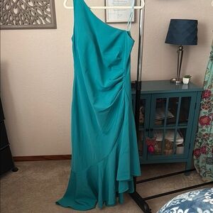 New with tags! Eliza J Teal One-Shoulder Asymmetrical Dress, Size 12